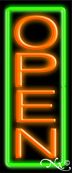 Green Border With Orange Vertical Open LED Neon Sign