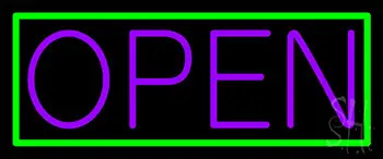 Green Border With Purple Open LED Neon Sign