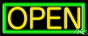 Green Border With Yellow Open LED Neon Sign