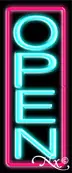 Pink Border With Aqua Vertical Open LED Neon Sign