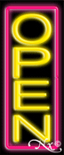 Pink Border With Yellow Vertical Open LED Neon Sign