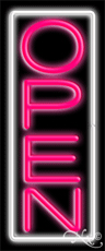 Pink Open With White Border Vertical LED Neon Sign