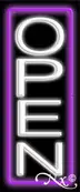 Purple Border With White Vertical Open LED Neon Sign