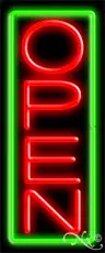 Red Open With Green Border Vertical LED Neon Sign