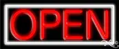 White Border With Red Open LED Neon Sign
