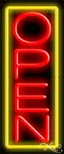 Yellow Border With Red Vertical Open LED Neon Sign