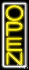 Yellow Open With White Border Vertical LED Neon Sign