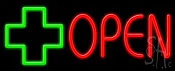 Open With Cross Logo LED Neon Sign