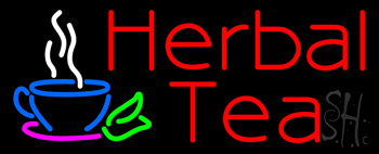 Red Herbal Tea Cup Logo LED Neon Sign