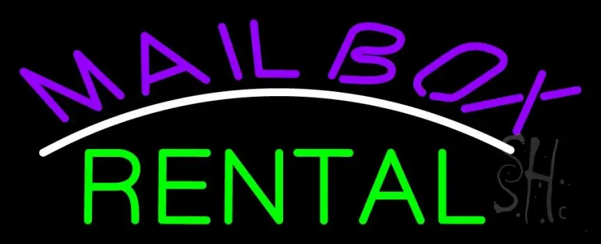 Purple Mailbox Green Rental Block 1 LED Neon Sign