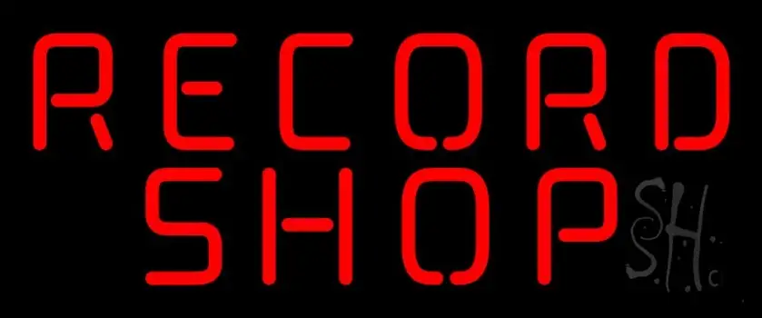 Red Record Shop Block 1 LED Neon Sign