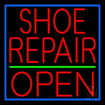 Red Shoe Repair Open LED Neon Sign