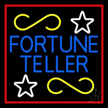 Blue Fortune Teller With Red Border LED Neon Sign