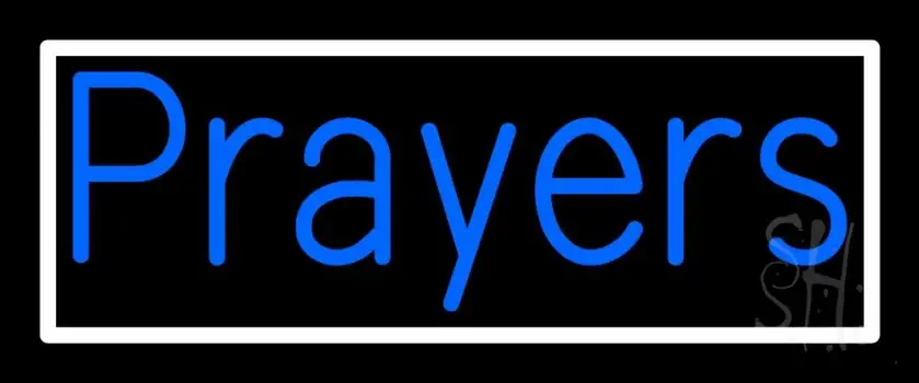 Blue Prayers With Border LED Neon Sign