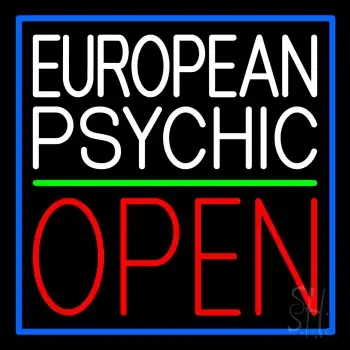 European Psychic Open Green Line LED Neon Sign