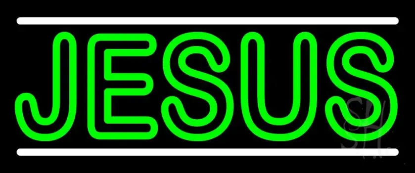 Green Jesus Block LED Neon Sign