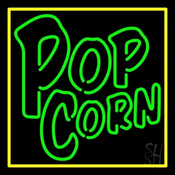 Green Popcorn With Border LED Neon Sign