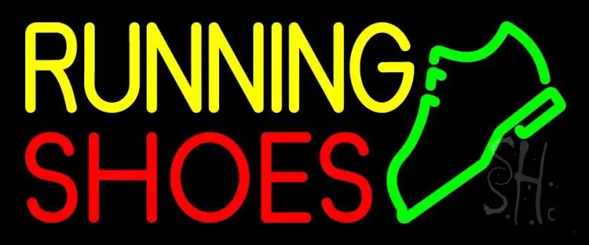 Yellow Running Red Shoes LED Neon Sign