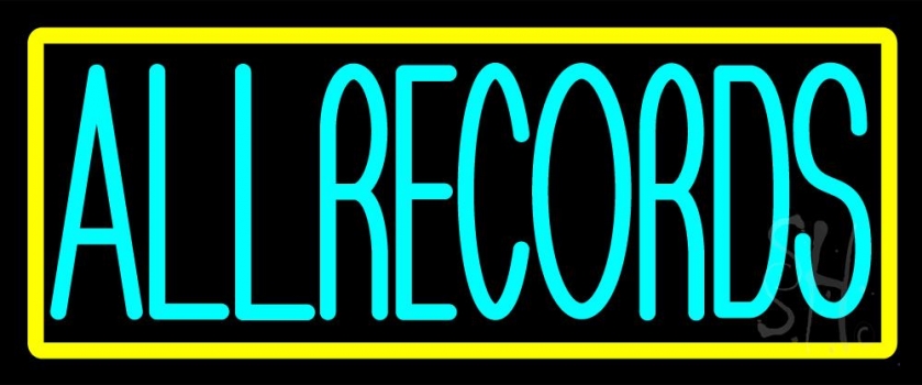 All Records Yellow Border LED Neon Sign