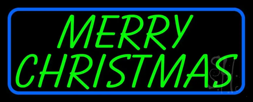 Blue Border Green Merry Christmas LED Neon Sign