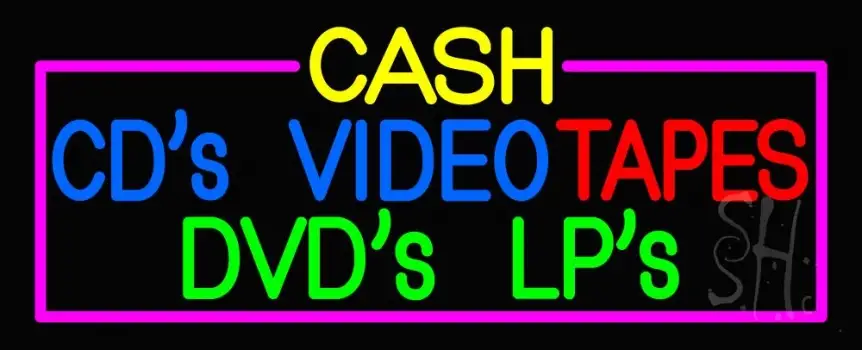 Cash Cds Videos Dvds Lps Tapes LED Neon Sign