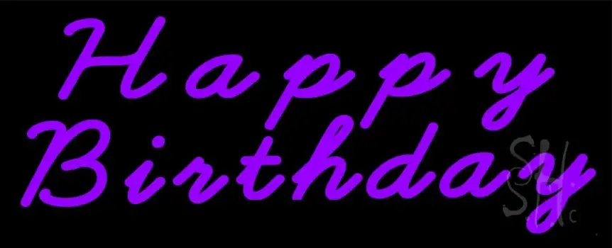 Purple Happy Birthday LED Neon Sign