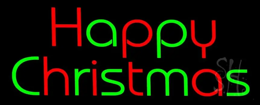 Red And Green Happy Christmas LED Neon Sign