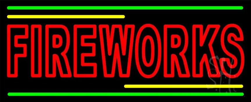 Red Double Stroke Fireworks LED Neon Sign