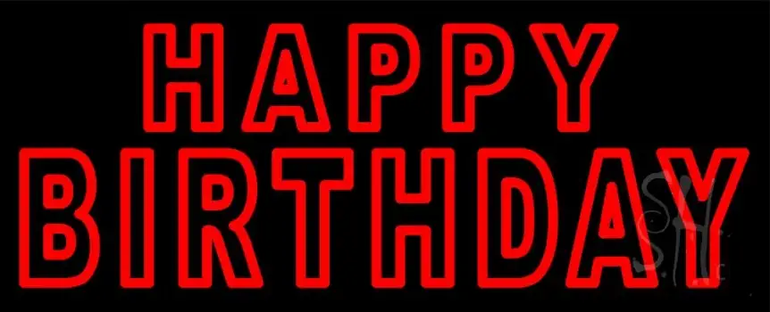 Red Double Stroke Happy Birthday LED Neon Sign