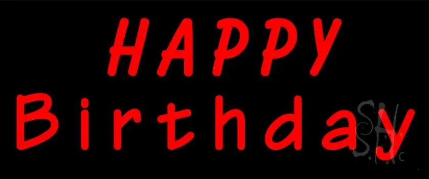 Red Happy Birthday LED Neon Sign
