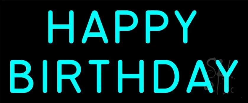 Turquoise Happy Birthday LED Neon Sign