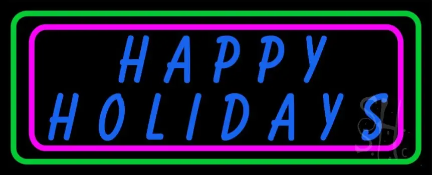 Blue Happy Holidays Block LED Neon Sign