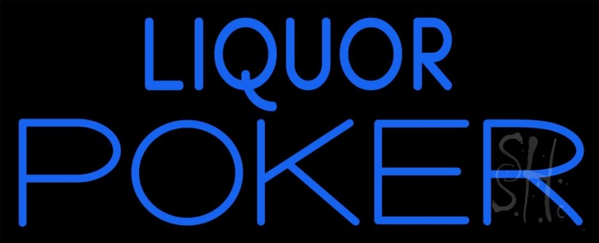 Blue Liquor Poker LED Neon Sign