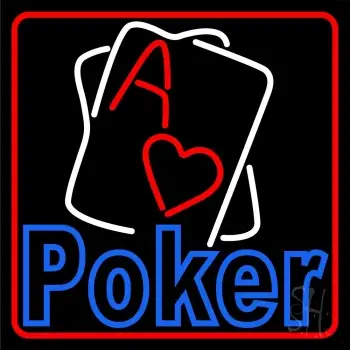 Blue Poker With Cards LED Neon Sign