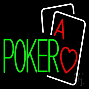 Green Poker With Cards LED Neon Sign