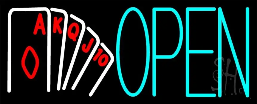 Open Royal Flush Poker LED Neon Sign