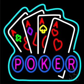 Poker Game 4 Aces Black LED Neon Sign