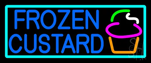 Blue Frozen Custard With Turquoise Border Logo 3 LED Neon Sign