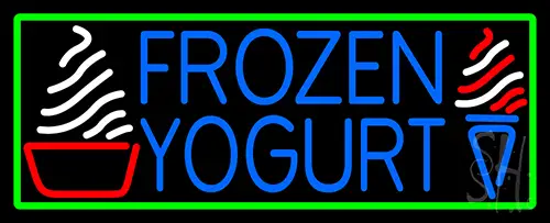 Blue Frozen Yogurt With Green Border Logo LED Neon Sign
