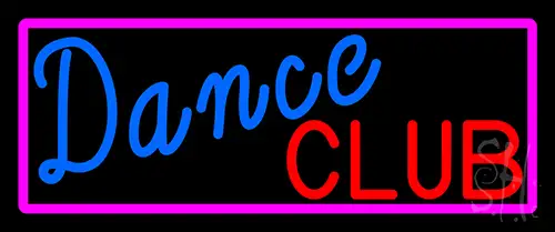 Dance Club With Pink Border LED Neon Sign