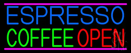 Espresso Coffee Open LED Neon Sign