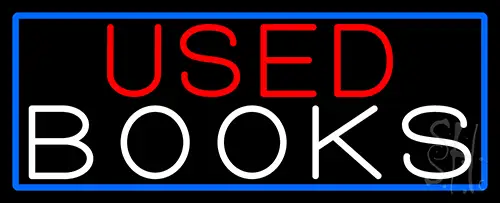 Used Books With Blue Border LED Neon Sign