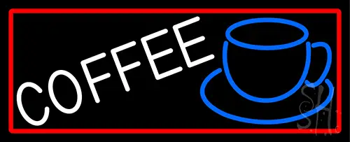 White Cup Blue Coffee LED Neon Sign