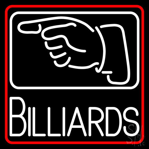 Billiards With Hand Logo LED Neon Sign