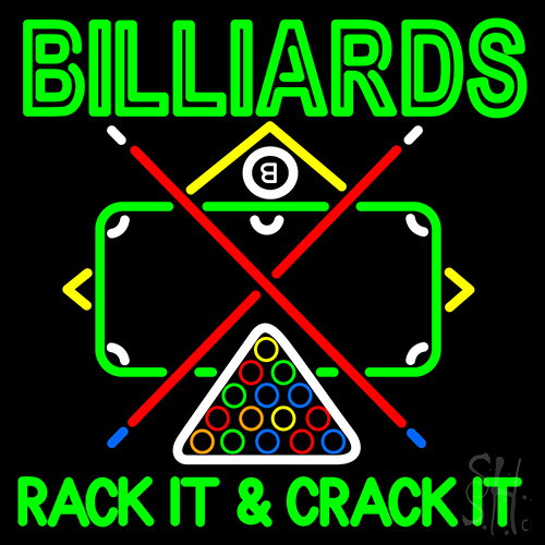 Green Billiards Rack It And Crack It LED Neon Sign