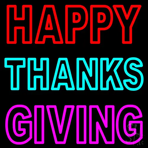 Happy Thanksgiving Block LED Neon Sign