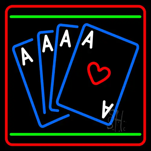 Poker Cards Icon 4 LED Neon Sign