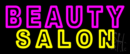Double Stroke Pink Beauty Yellow Salon LED Neon Sign