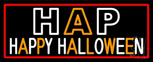 Happy Halloween Block With Red Border LED Neon Sign