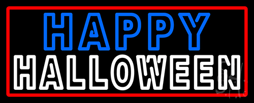 Happy Halloween With Red Border LED Neon Sign